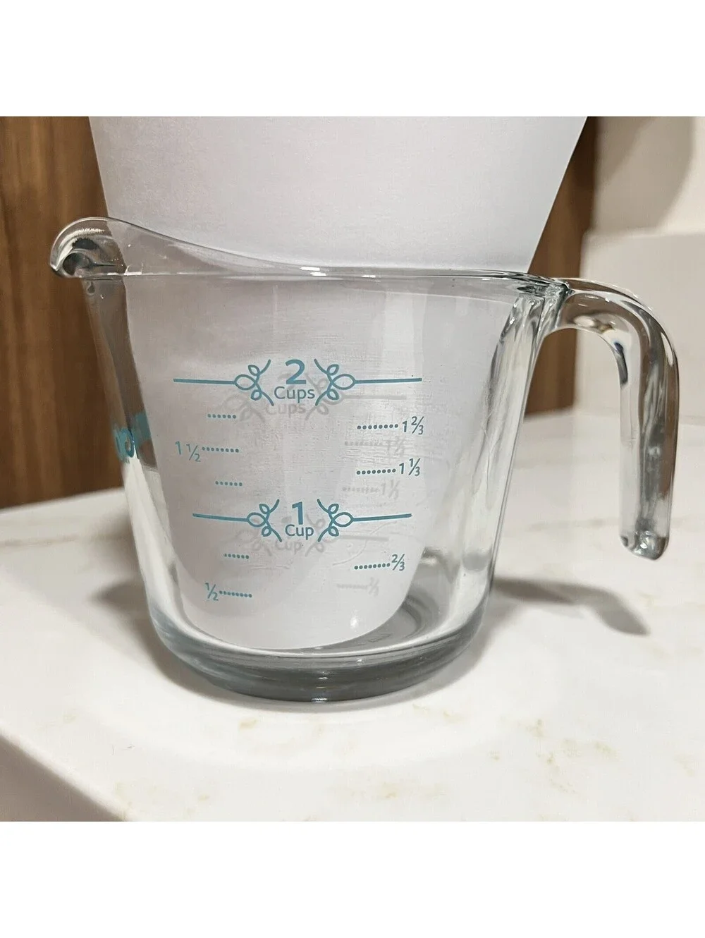 Vintage Anchor Hocking Glass Measuring 4 Cups Rare Blue Logo Mid-Century Kitchen